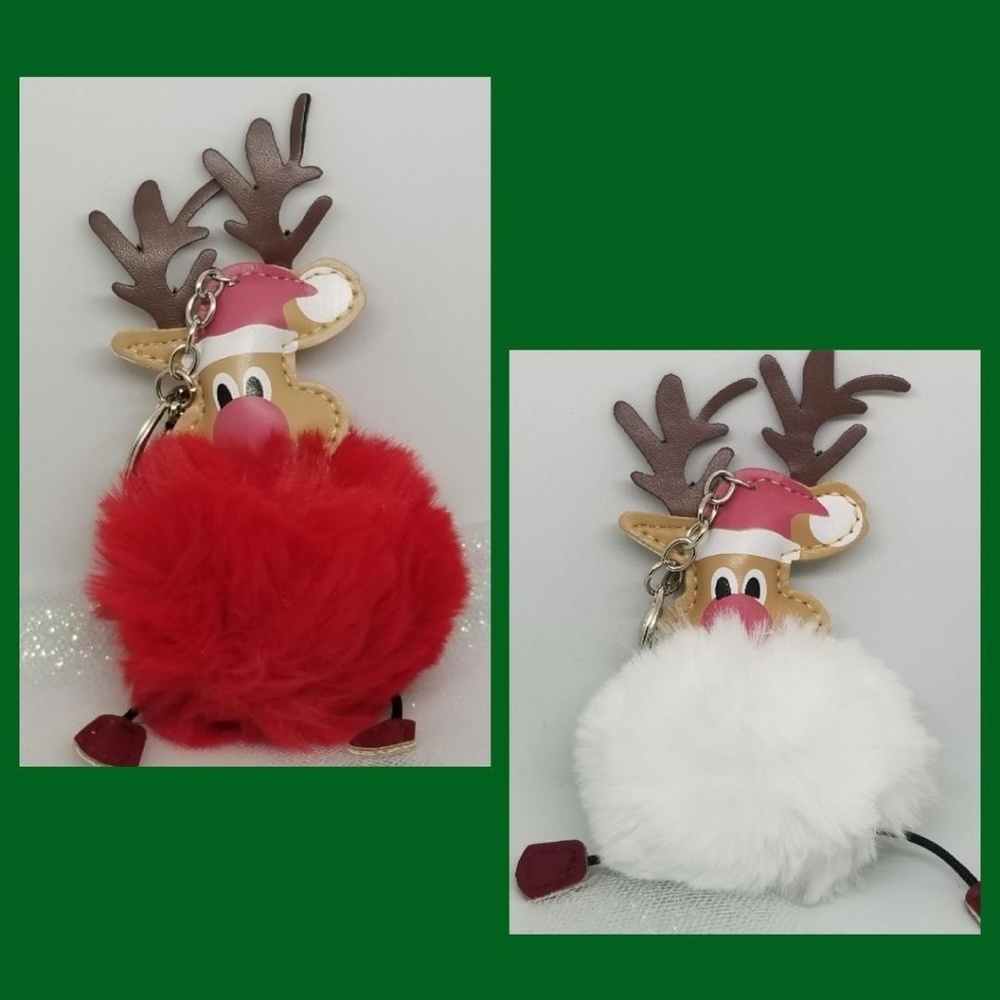 Reindeer Puff Pom Purse Charm
